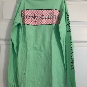 Long sleeve mint Simply Southern shirt